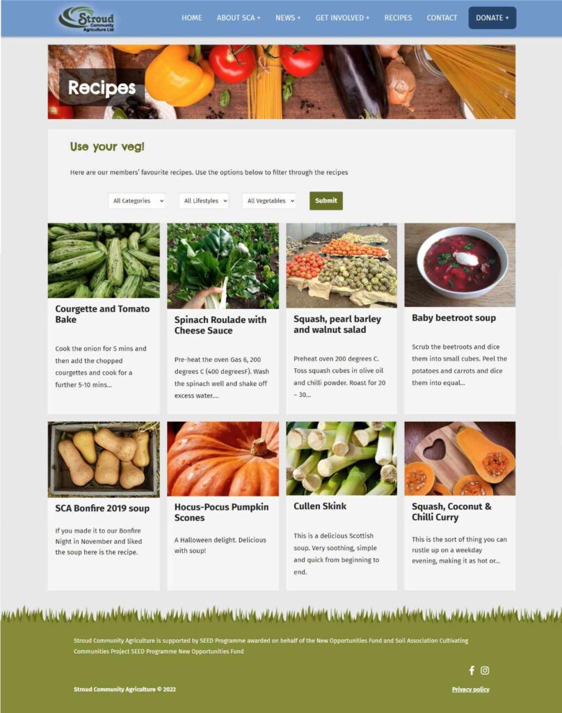 Stroud Community Agriculture recipe finder