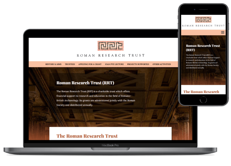Roman Research Trust website mockup