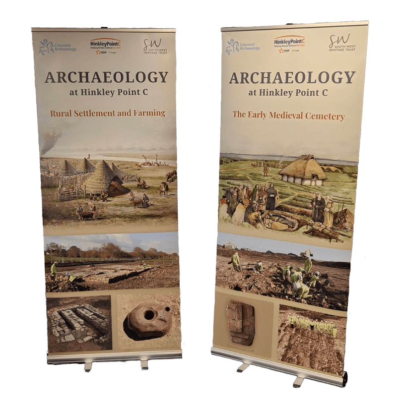 Printed roller banners for a book launch