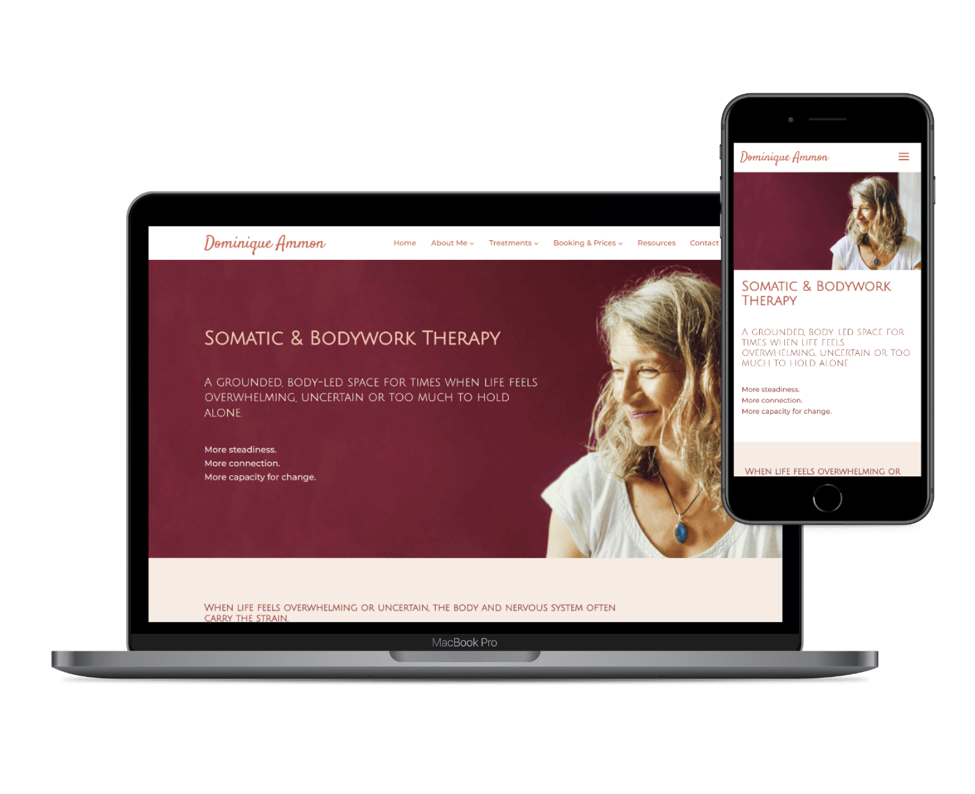 Mockup of a website for shiatsu practitioner